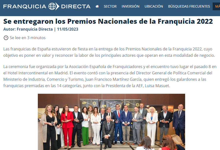 Franquicia directa habla de los Premios Nacionales de la Franquicia 2022