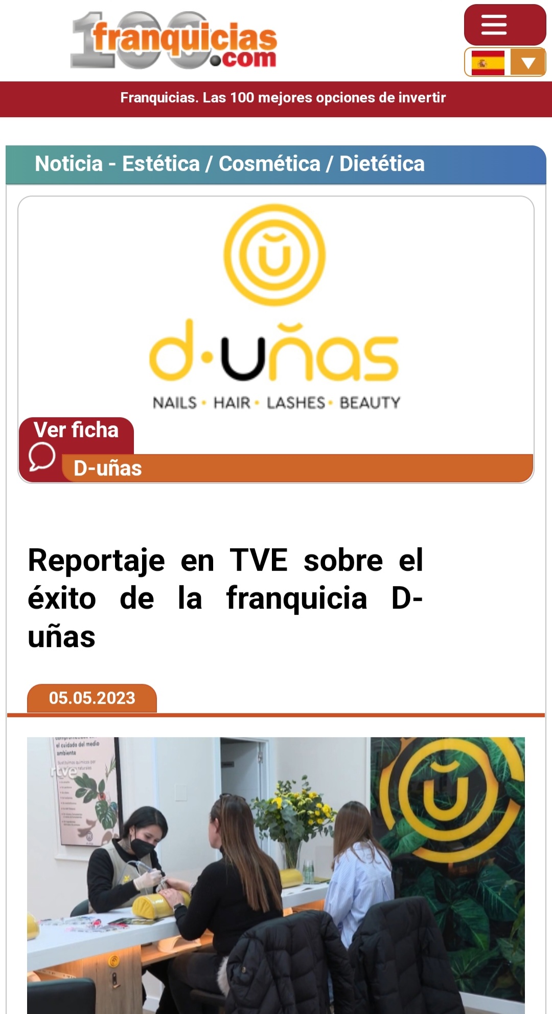 100 franquicias habla de d-uñas y su reportaje en RTVE